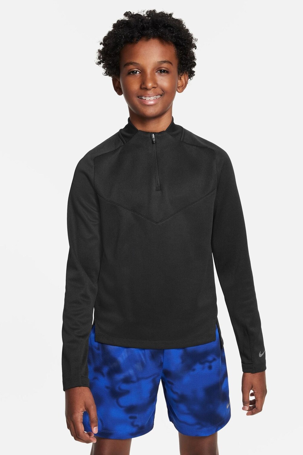 

Тренировочный топ Drifit Multi tech с короткой молнией Nike, черный