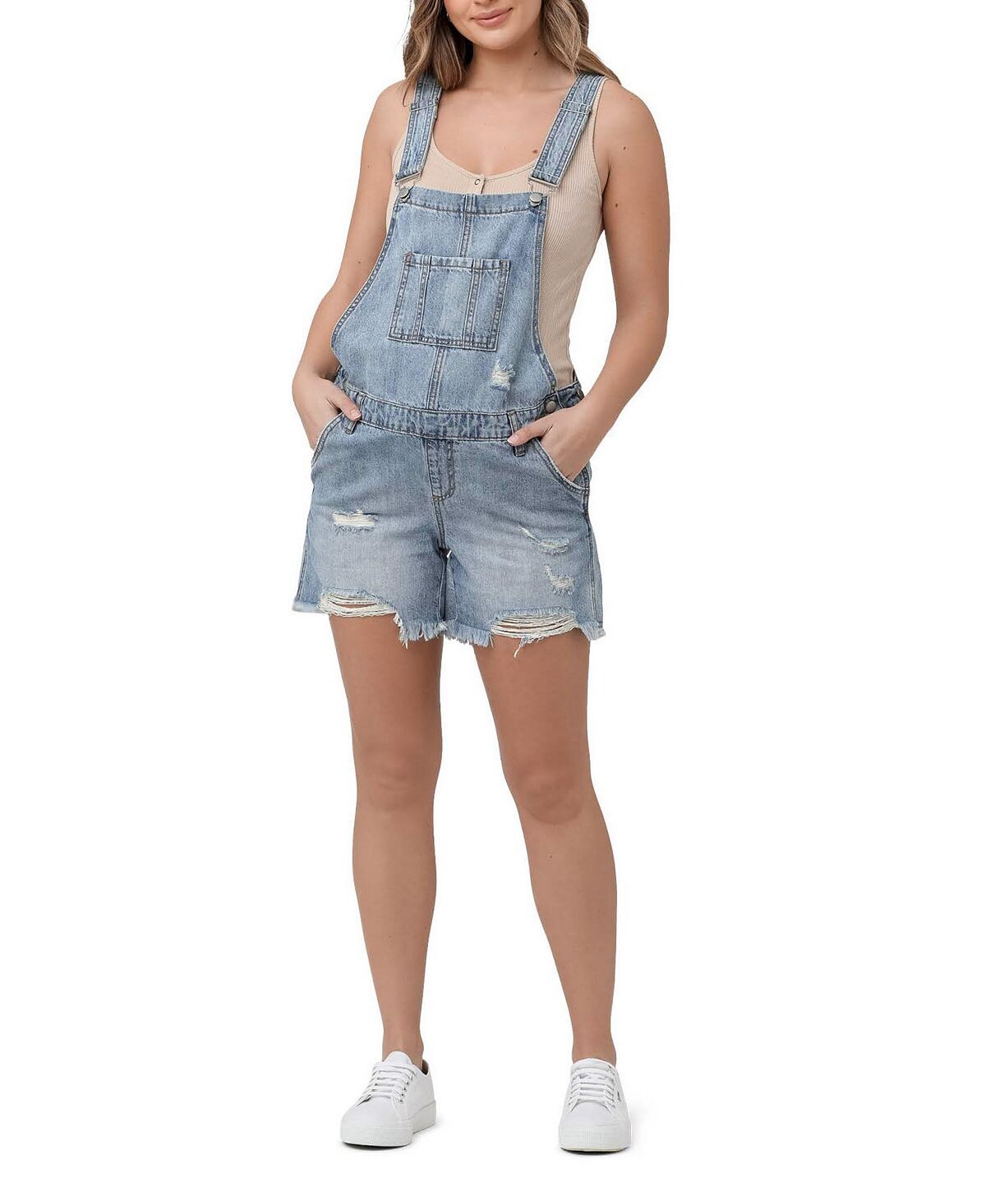 

Джинсовые короткие комбинезоны Ripe Maternity, голубой