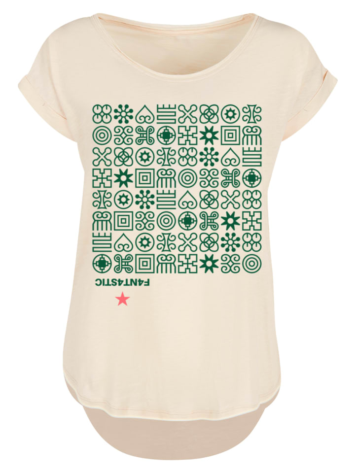 

Удлиненная футболка с узором Зеленые символы в цвете Белый песок F4NT4STIC, Зеленый, Удлиненная футболка с узором Зеленые символы в цвете Белый песок F4NT4STIC