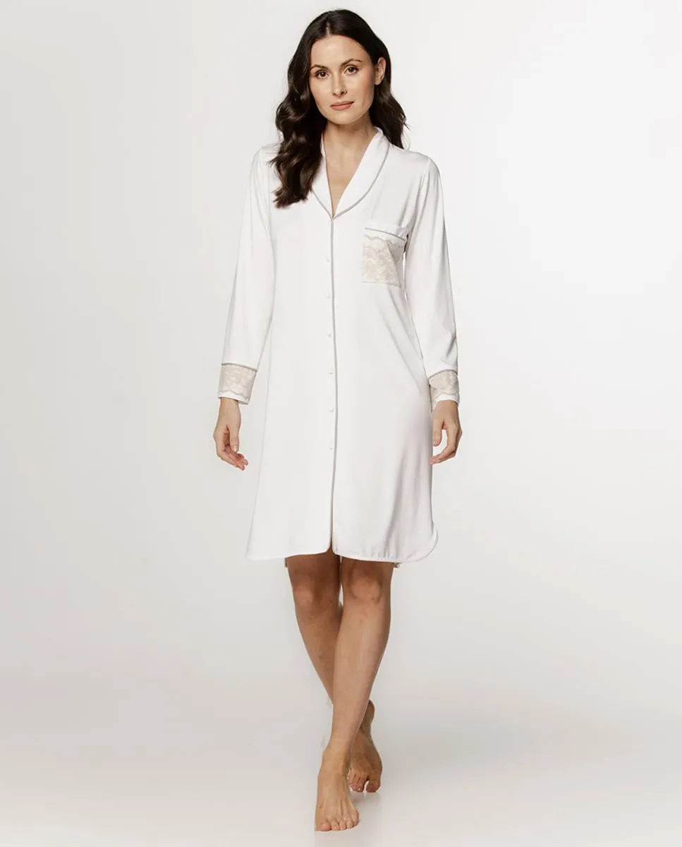 

Женская короткая ночная рубашка с длинным рукавом Coemi, светло-бежевый