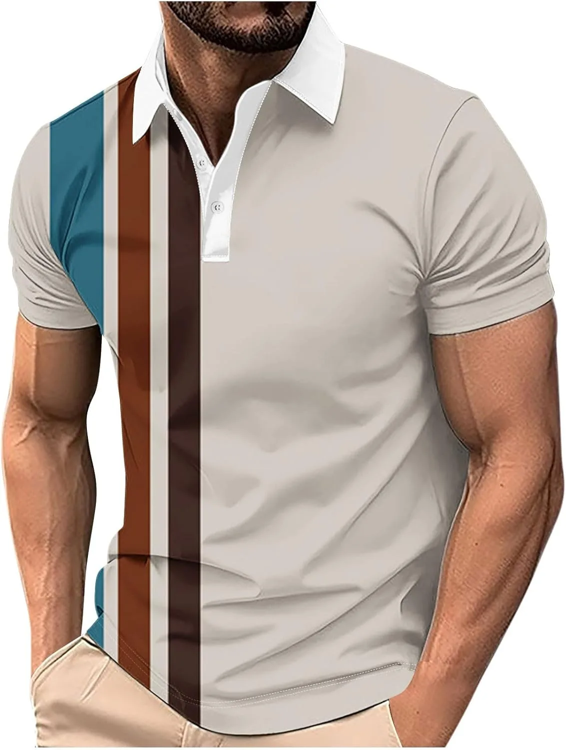 

Golf Polo Shirt для мужчин, короткий рукав, V-образный вырез, влагоотводящий FZYLQY