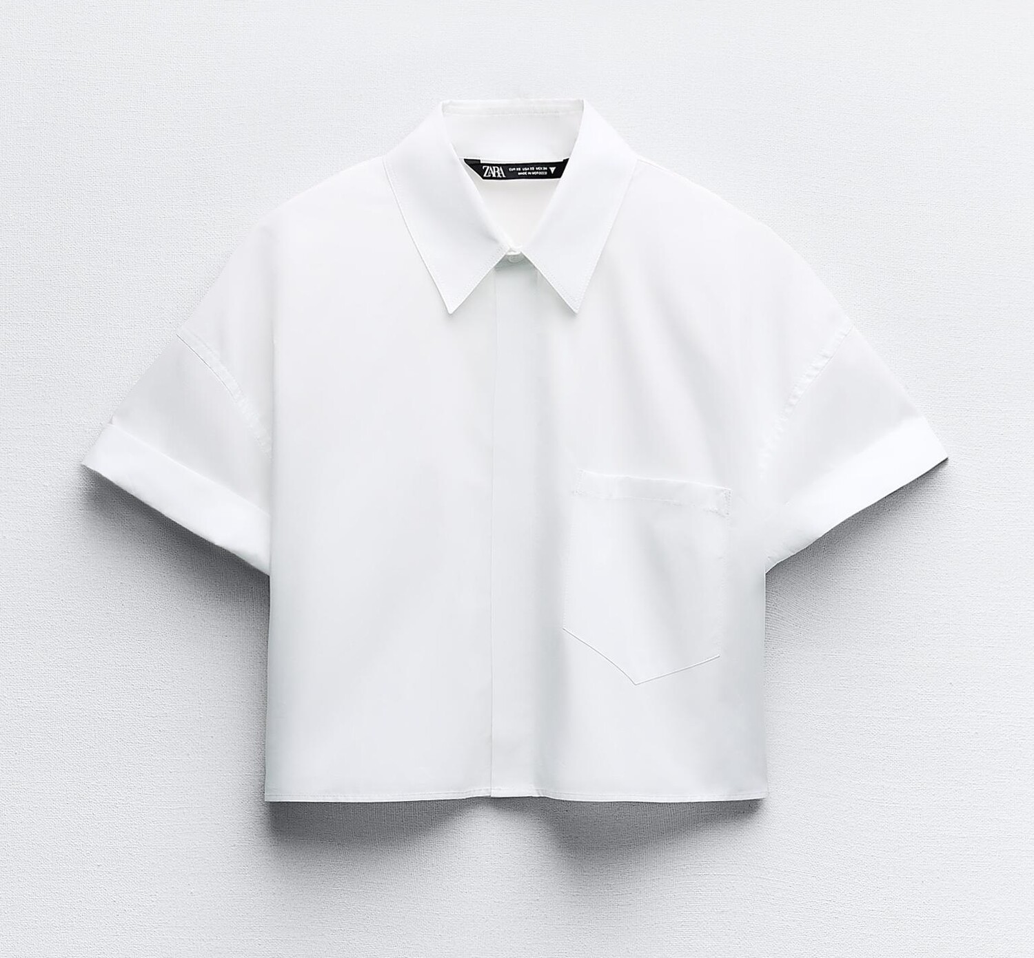 

Рубашка Zara Cropped Poplin, белый