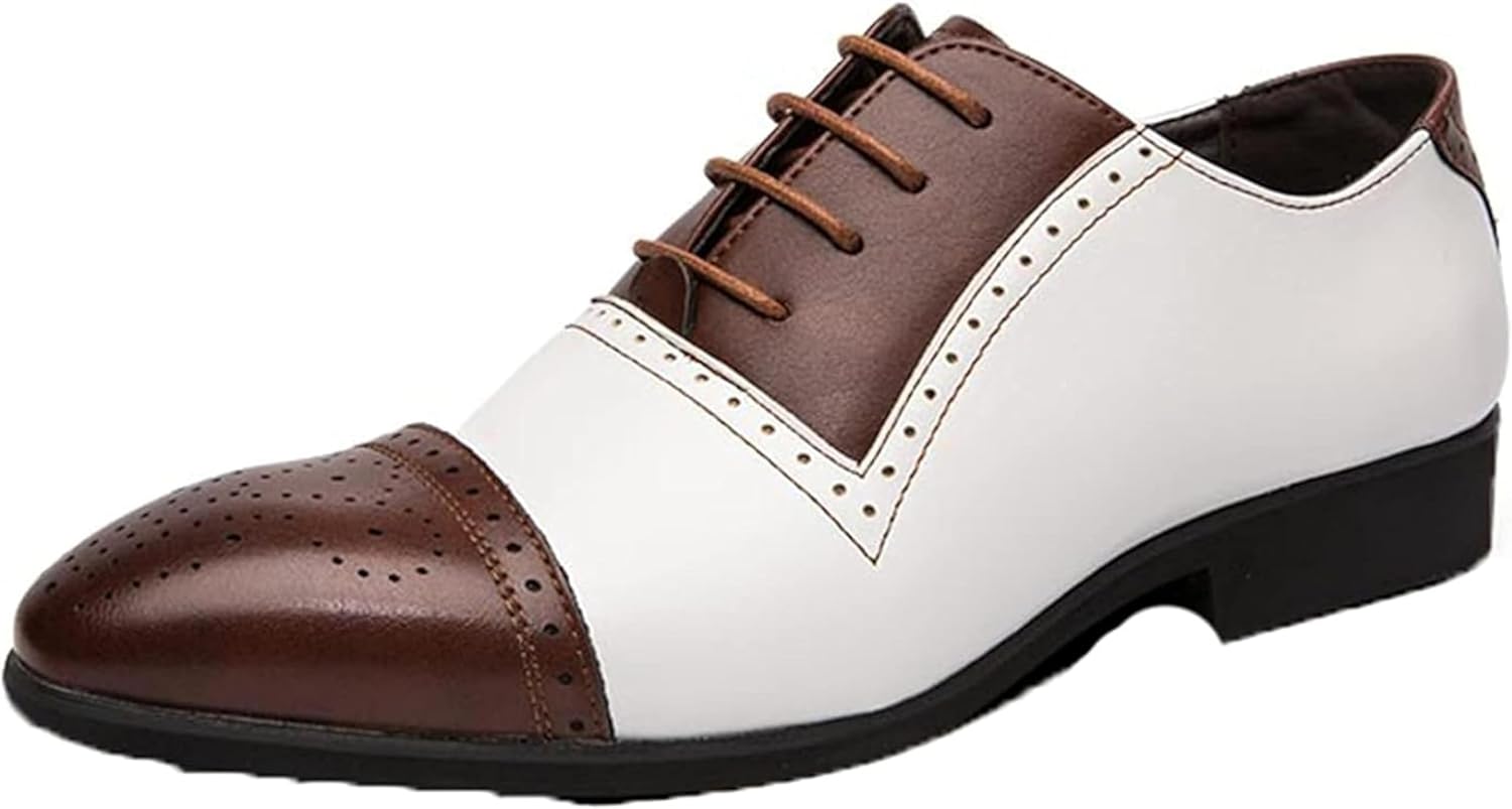 

Мужские британские формальные оксфорды из кожи с кружевами, полный комплект, размер 8, коричневые и белые Generic