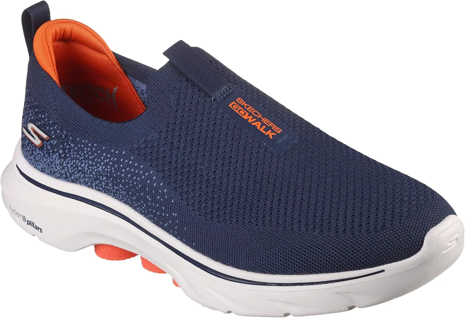 Мужские слипоны Skechers Go Walk 7 Stretch Fit, темно-синий/оранжевый — фото 3