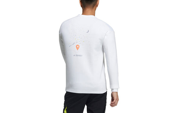Толстовка adidas Mtnlt Gfx Sweat Casual Sports Pullover Round Neck White, белый — фото 2