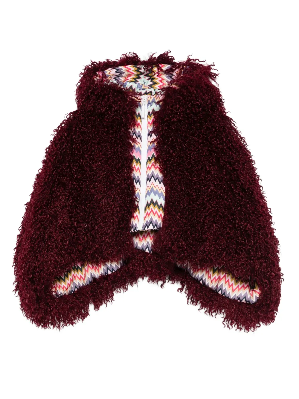 

Шуба из искусственным мехом с капюшоном Missoni Kids, красный