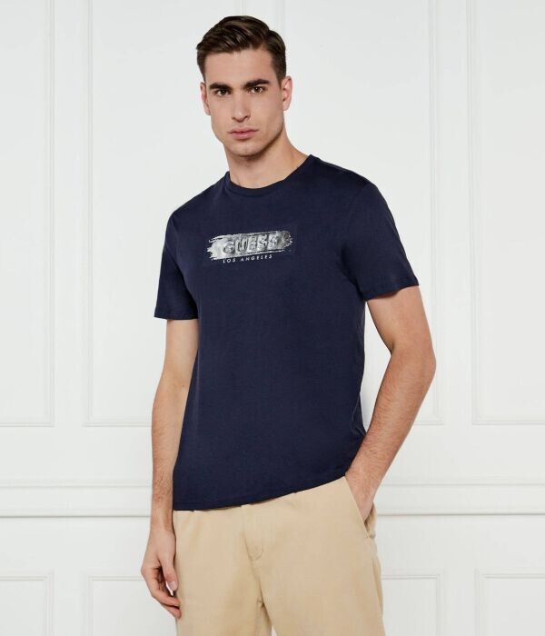 

Футболка Guess Jeans Slim Fit с тиснением, синий