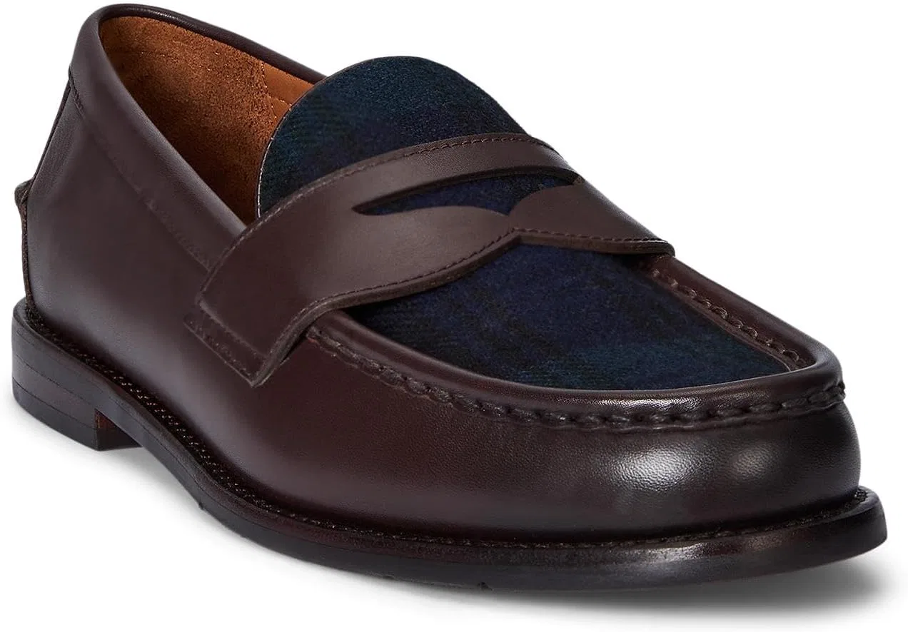 Лоферы клетчатые POLO RALPH LAUREN Penny Loafers, Темно-коричневый/Blackwatch — фото 2