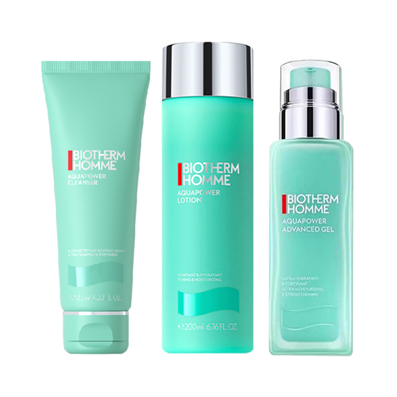 Набор мужской Biotherm Homme Aquapower: очищающее средство + тоник + лосьон, 125 мл + 200 мл + 75 мл — фото 2