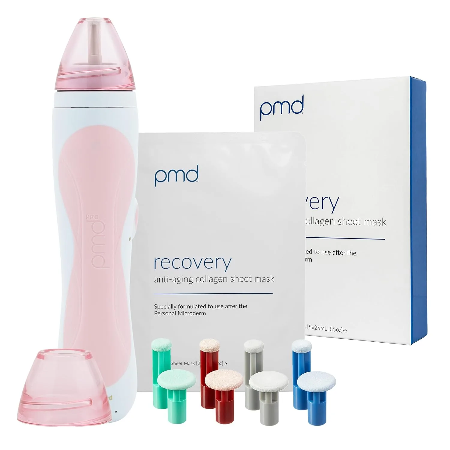 PMD Beauty Personal Microderm Pro - Инструмент для микродермабразии для домашнего использования, отшелушивающий скраб для лица и тела., Blush + Recovery Mask