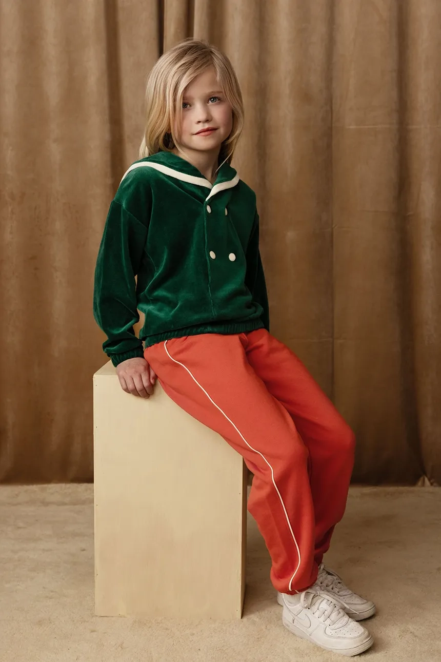 Детские спортивные брюки с однотонной окантовкой Mini Rodini, оранжевый — фото 2