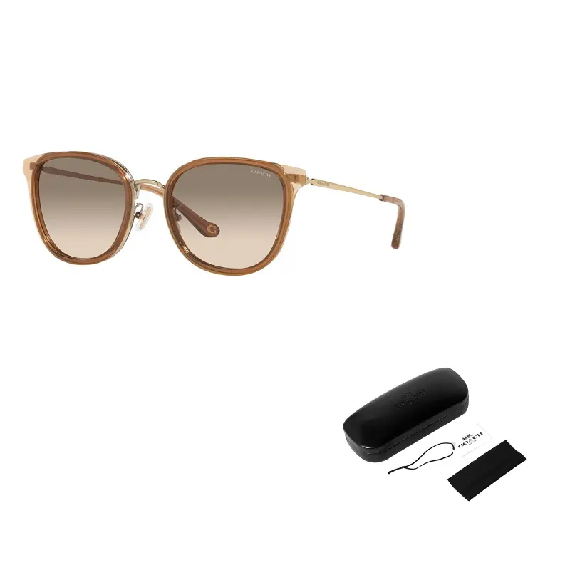 

COACH Металлические солнцезащитные очки-бабочки унисекс коричневые, Brown
