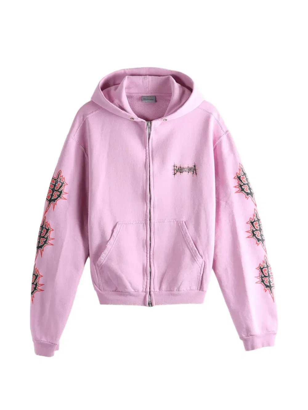 Худи на молнии с графичным принтом Sacré cœur Balenciaga, розовый
