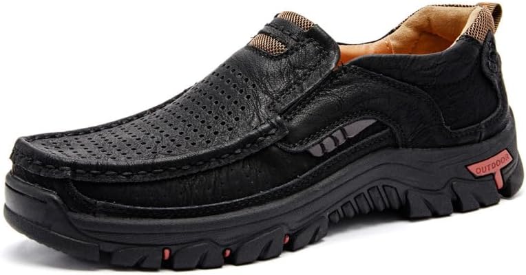 

Мужские слипоны из кожи на платформе для прогулок, легкие, с нескользящей мягкой подошвой, походные туфли, удобные и офисные мокасины Xoekd, черный