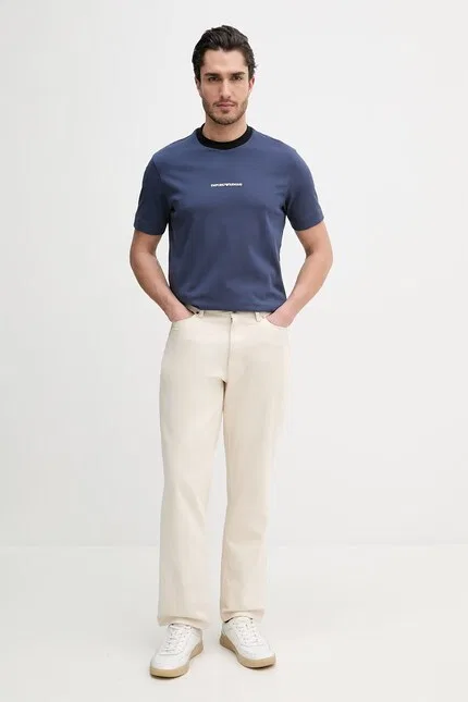 Футболка из хлопка Emporio Armani, синий — фото 2