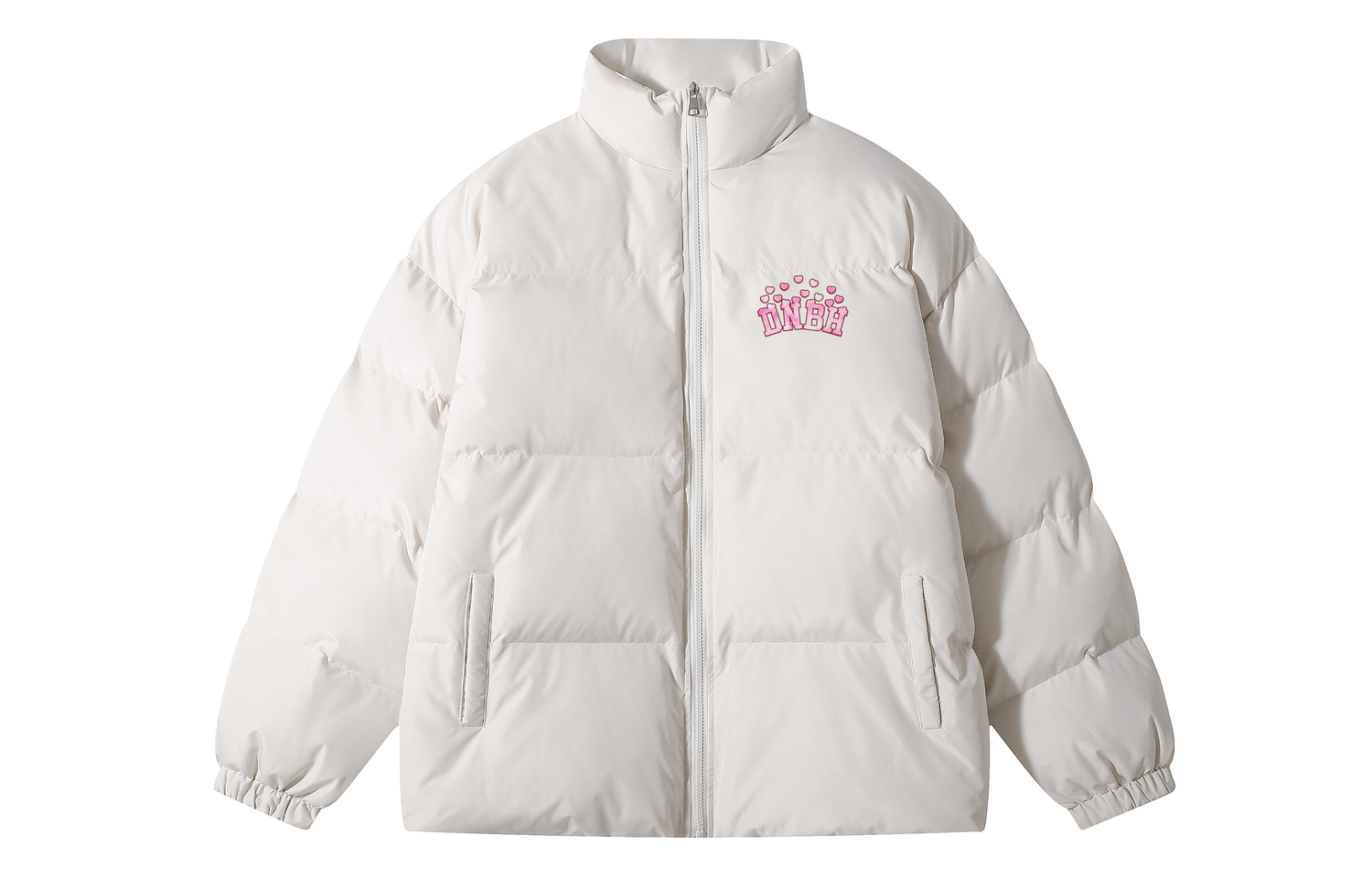 

DNBH Пуховик Unisex, White Pink Text