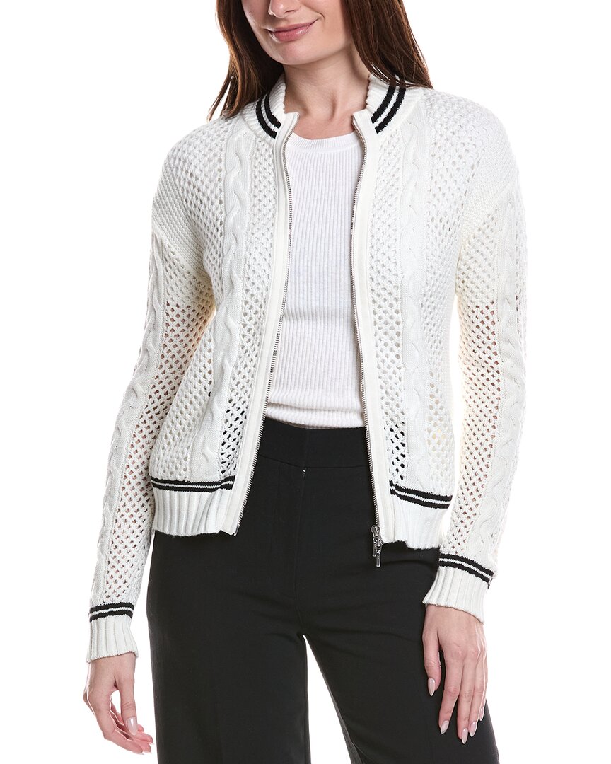 

Свитер-бомбер WISPR с открытым узором из шелковой смеси, белый