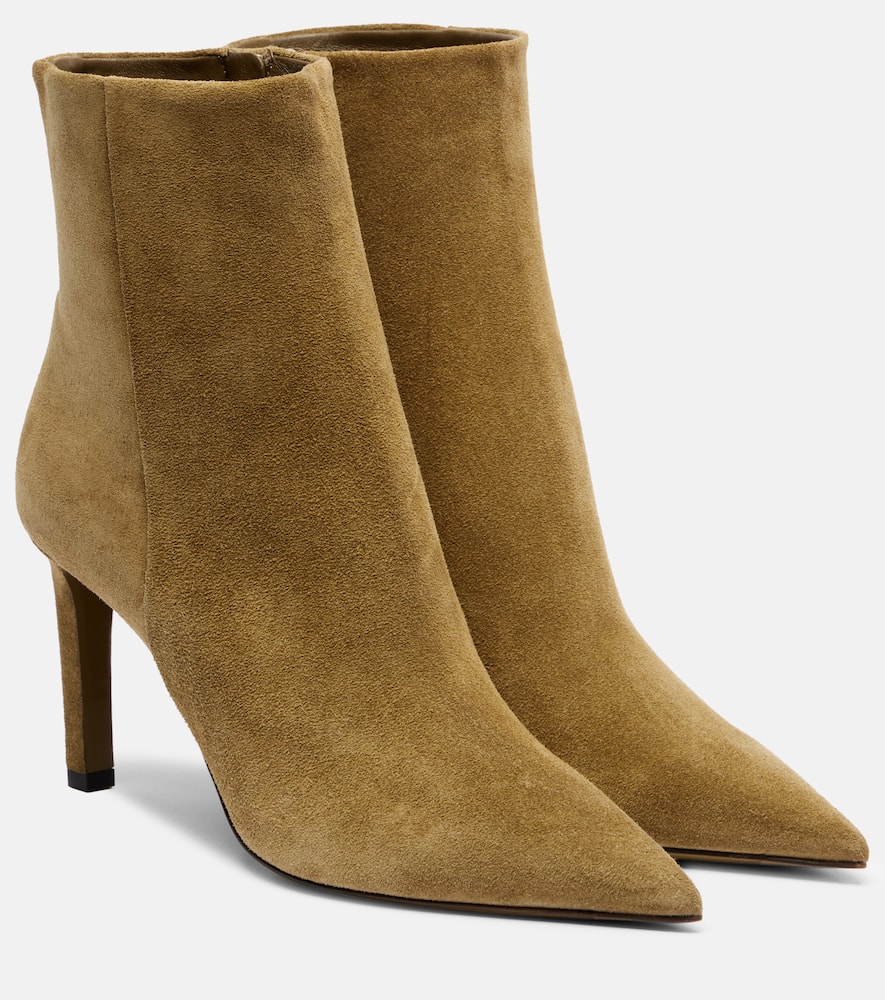Ботинки Frankie 85 на щиколотку из замши Jimmy Choo, Caper Green