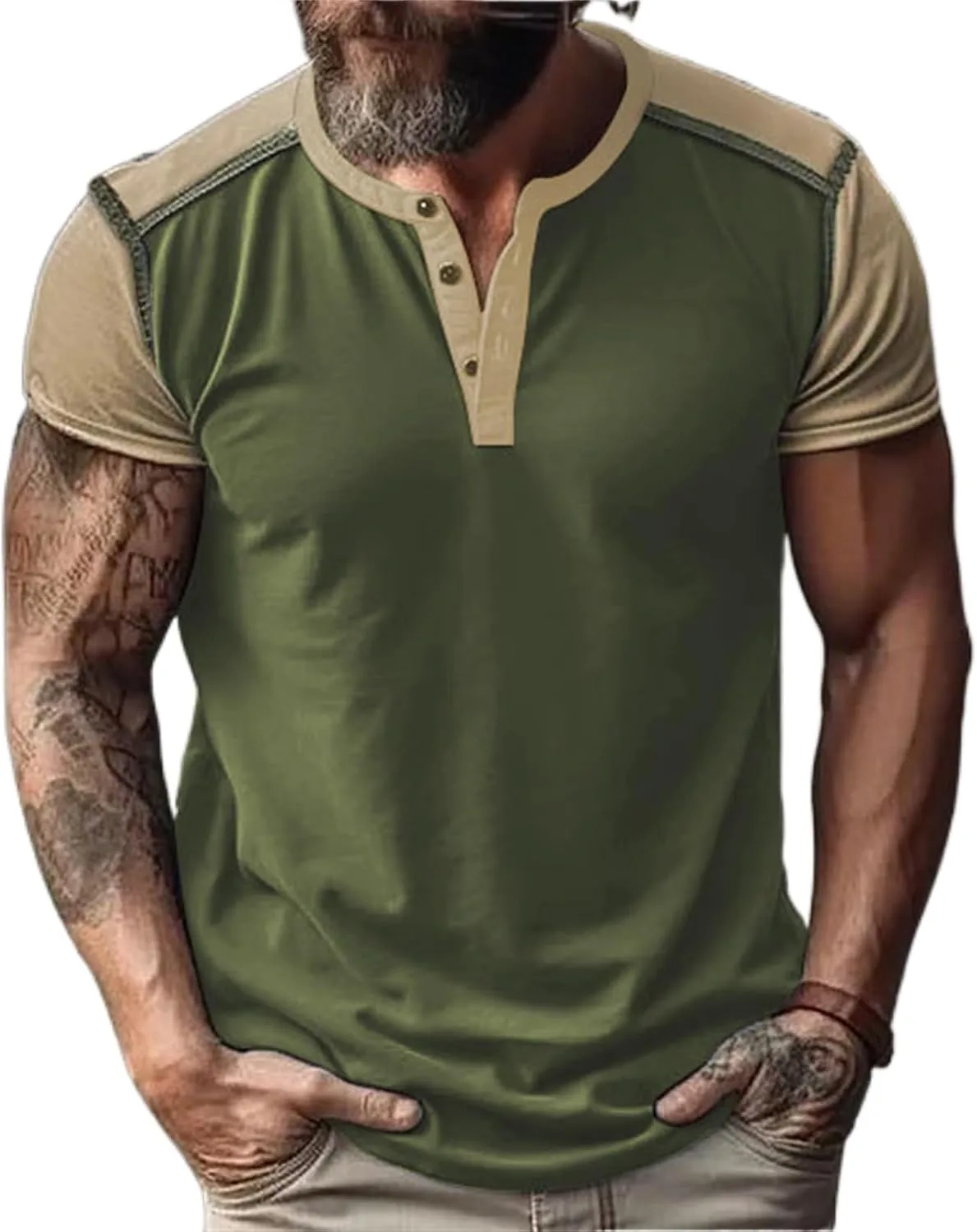 

Повседневная рубашка-хенли для мужчин, короткий рукав, легкая Thatrich