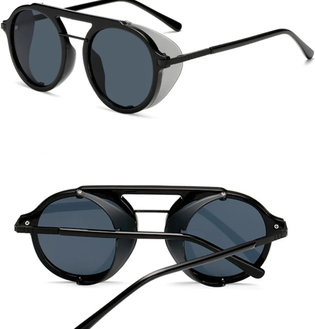 

Солнцезащитные очки в стиле стимпанк для мужчин и женщин, модные круглые винтажные очки в стиле панк с защитой от УФ-излучения UV400 VRTRFFTR, C5 Black-green Pink