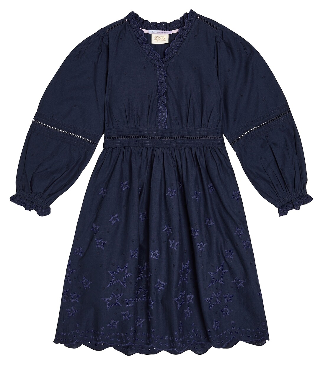 

Платье из хлопка с вышивкой Scotch & Soda Kids, синий