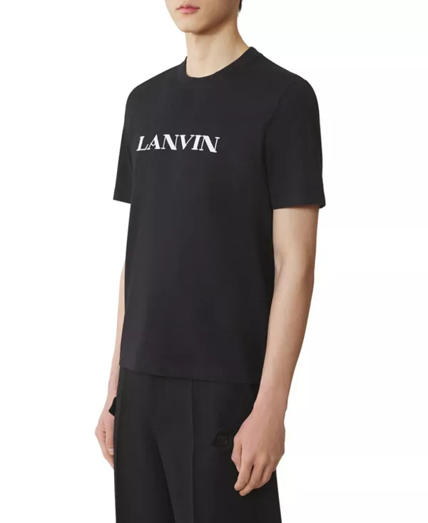 Вышитая хлопковая футболка Lanvin, черный — фото 3