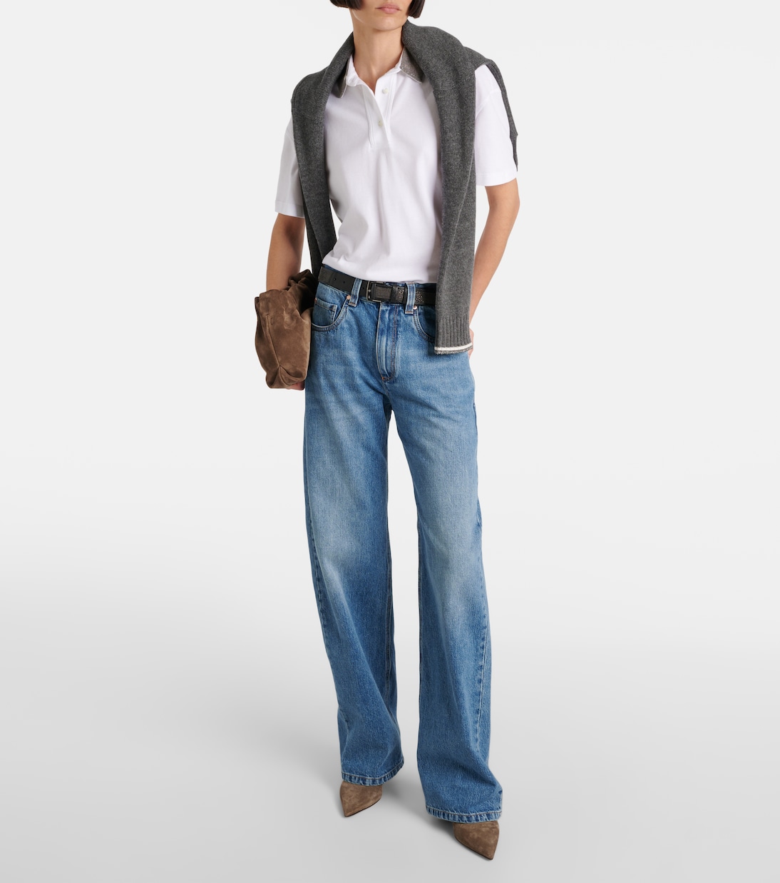Джинсы со средней посадкой и широкими штанинами Brunello Cucinelli, Essential Blue Denim — фото 2