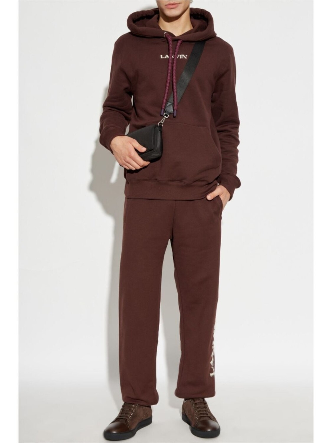 Lanvin спортивные брюки с вышитым логотипом, красный — фото 2