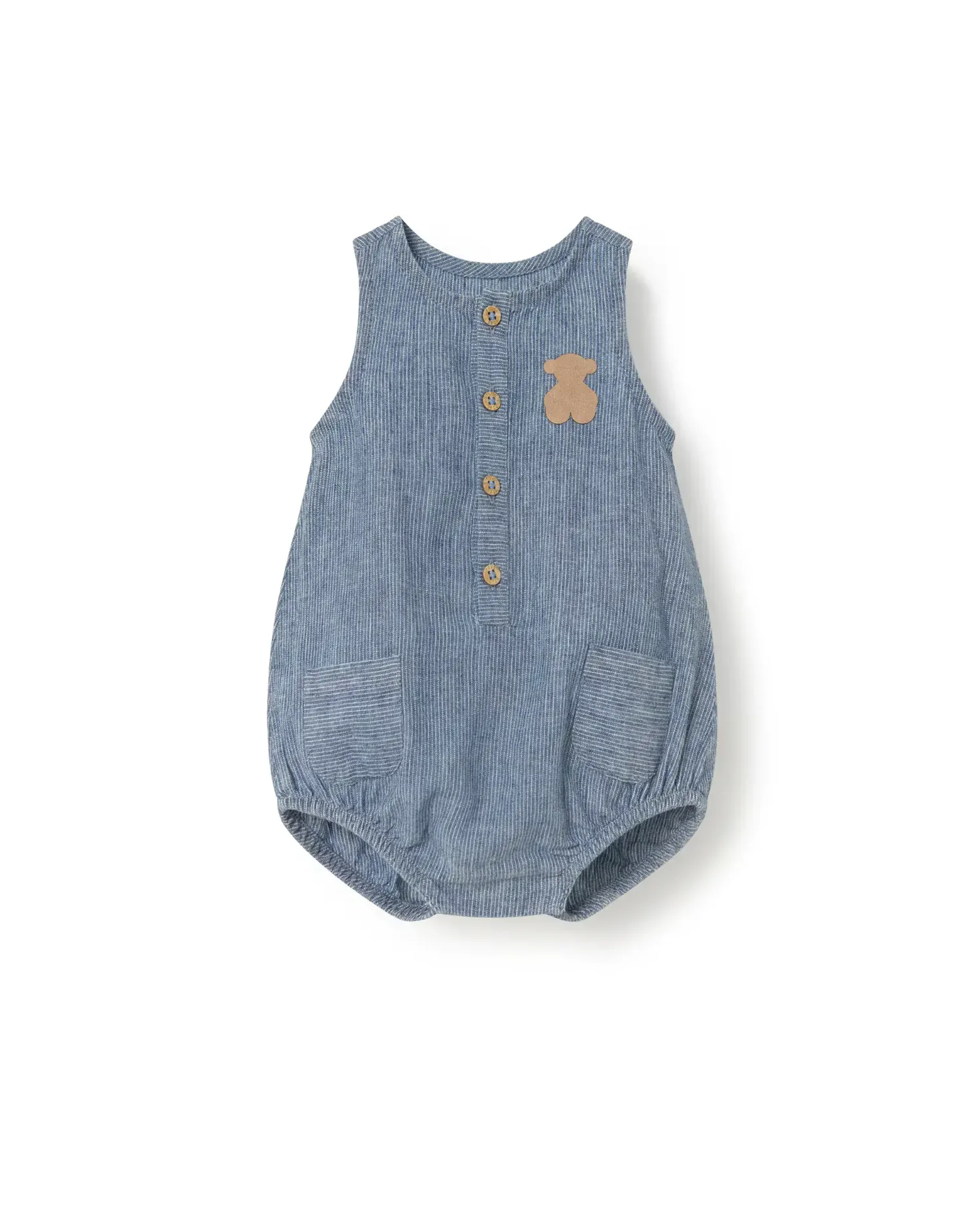 Ползунки для малыша в полоску с медвежонком на груди Tous, Azul Denim