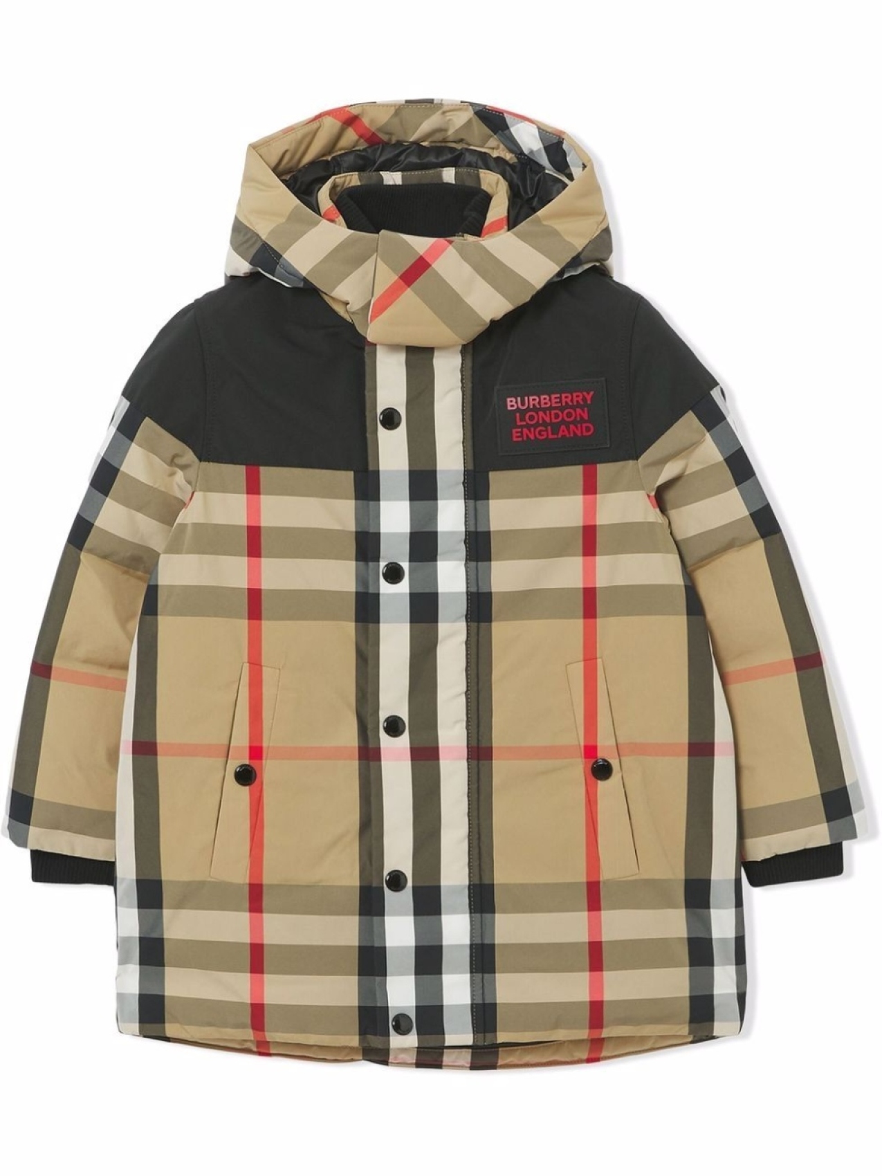 

Burberry Kids пуховик со съемным капюшоном, нейтральный цвет