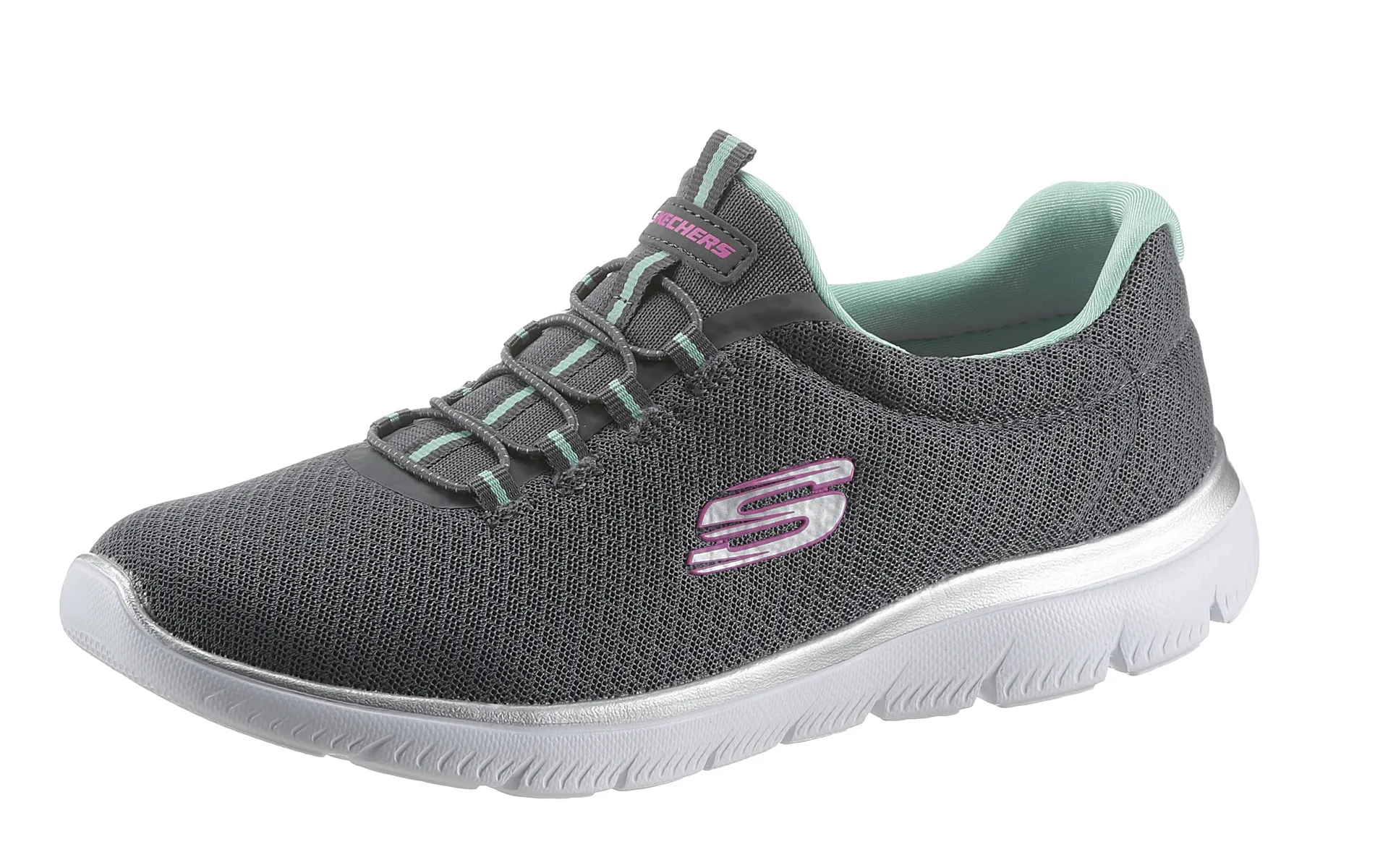 

Слипоны Skechers "SUMMITS", тапочки, повседневная обувь, удобная обувь с тонкими контрастными деталями, антрацит