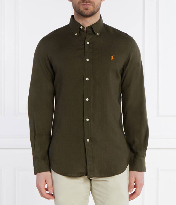 

Льняная рубашка Custom fit Polo Ralph Lauren, хаки