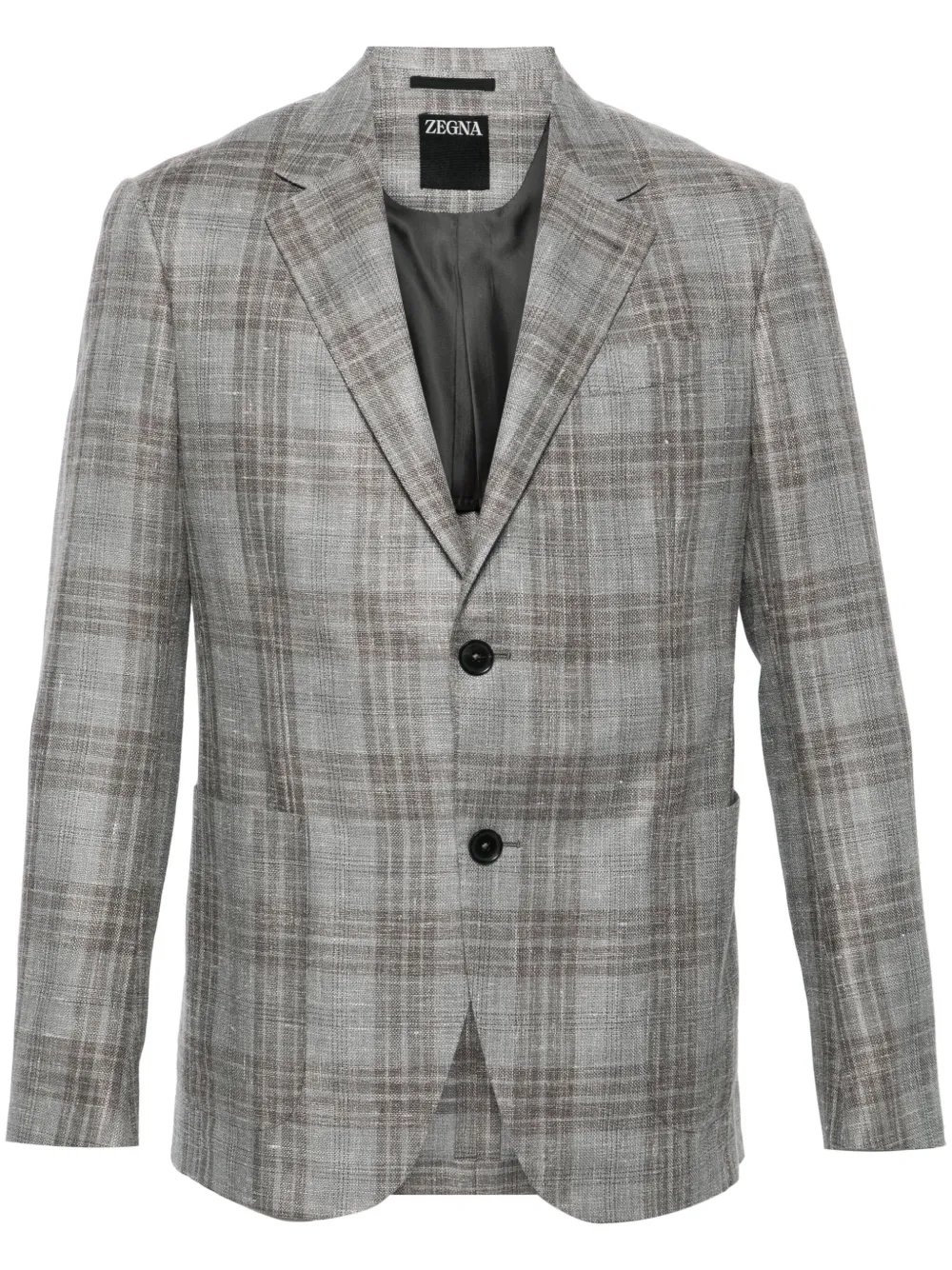 

Однобортный пиджак в клетку Zegna, серый