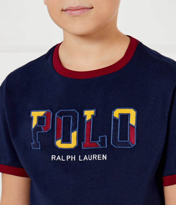 Футболка детская Polo Ralph Lauren с логотипом бренда и окантовкой, синий — фото 4