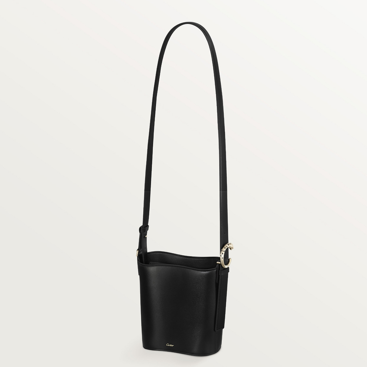 

Женская сумка через плечо Cartier Sac seau mini modèle, Panthère C de Cartier, черная зернистая телячья кожа