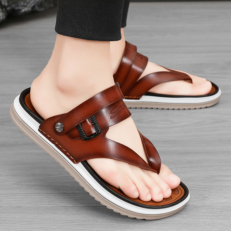 Shiozawa Мужские пляжные сандалии коричневые, цвет Brown — фото 3