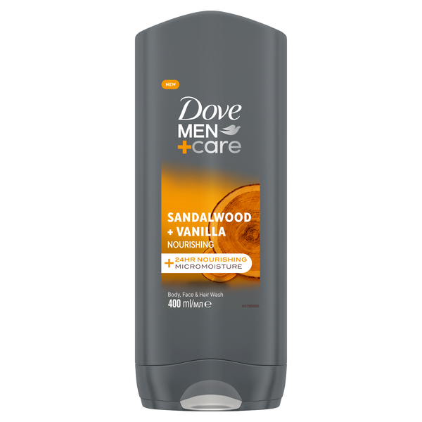 Гель для душа 3в1 для мужчин, 400 мл Dove Men+ care sandalwood + vanilla — фото 2