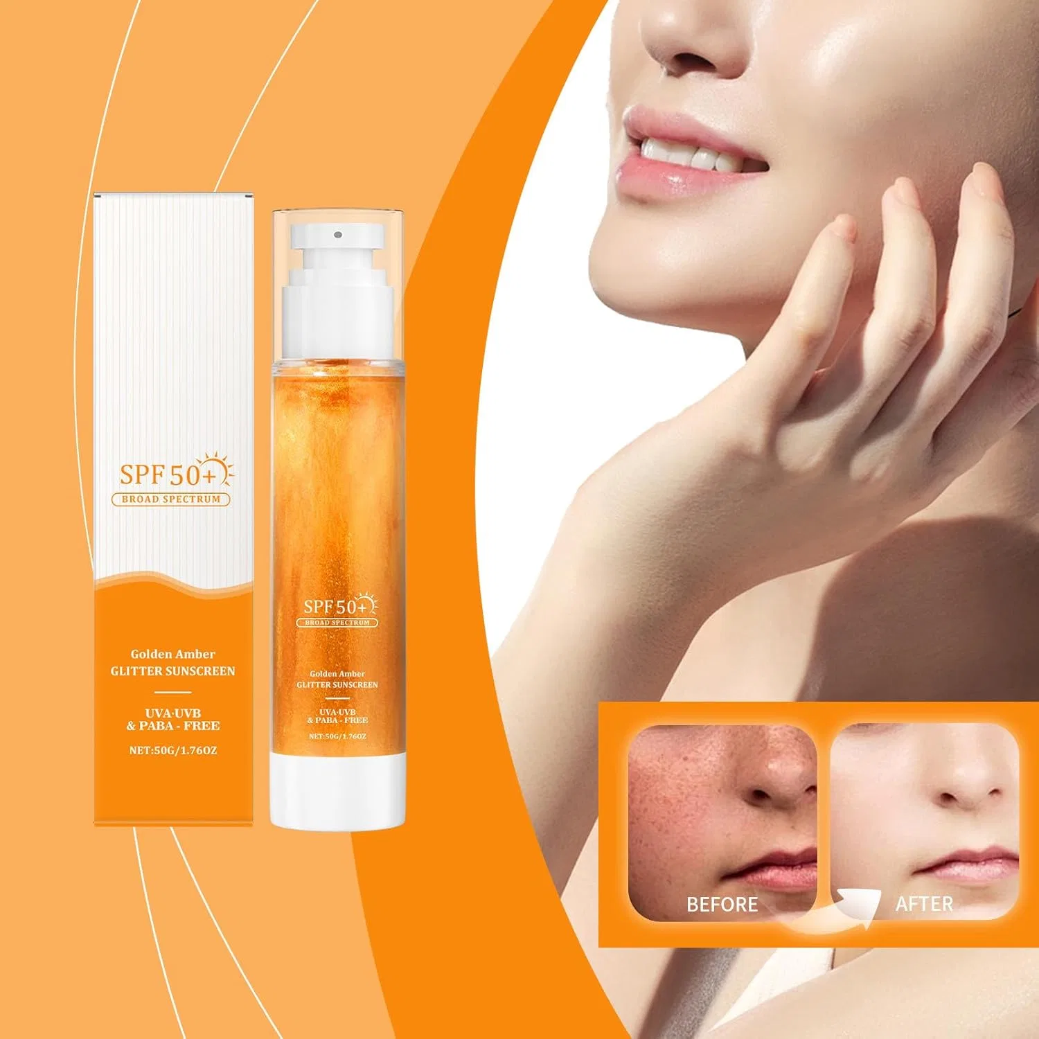 Мерцающий солнцезащитный крем SPF 50 водостойкий 50 г Generisch, 1Pc — фото 2