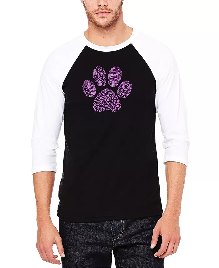 

Мужская футболка с регланными рукавами 3/4 XOXO Dog Paw Word Art LA Pop Art, мультиколор