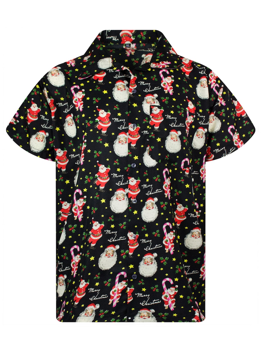 

Рубашка на пуговицах классического кроя King Kameha Christmas Candycane, черный