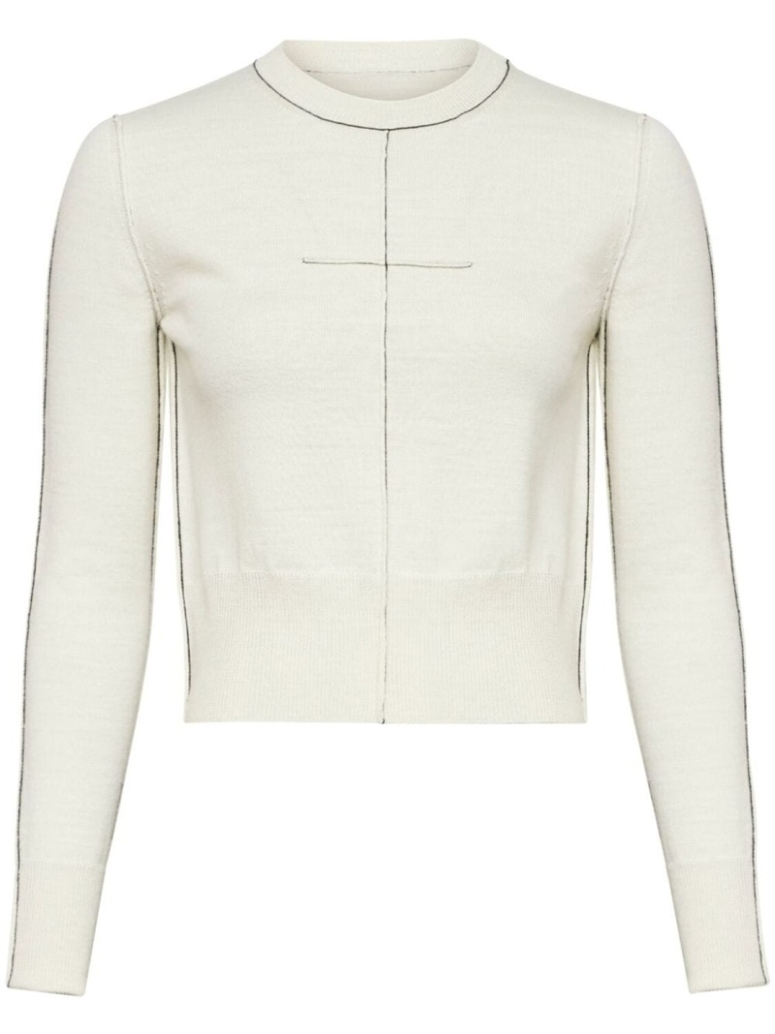 

MM6 Maison Margiela джемпер с круглым вырезом и контрастной каймой, нейтральный цвет