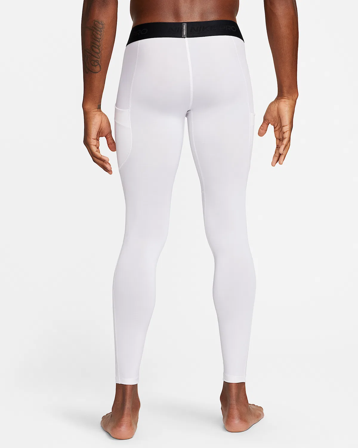 Мужские фитнес-лосины Nike Pro Dri-FIT, White/Black — фото 2
