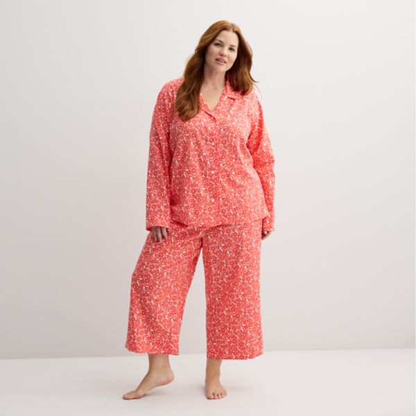 

Пижамная блузка больших размеров из ткани Sonoma Goods For Life, цвет coral floral
