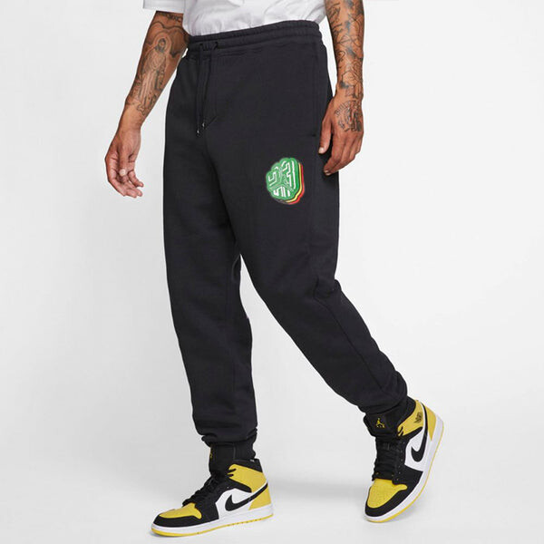 Спортивные штаны Air Jordan MJ Sticker Fleece Pants Casual Sports Fleece Lined Long Pants Black, черный — фото 4