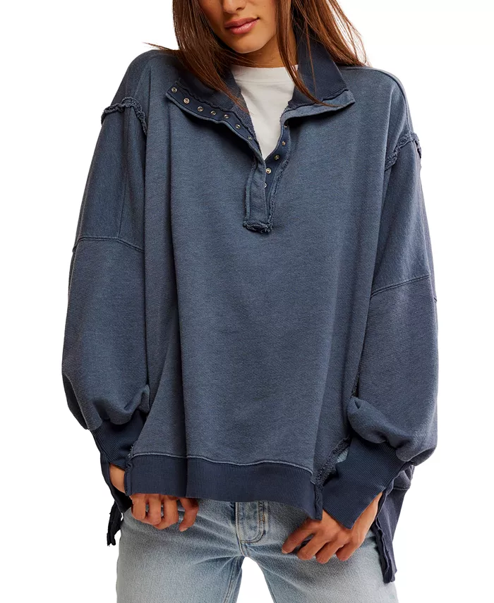 

Толстовка Women's Camden Henley Balloon-Sleeve Top Free People, синий