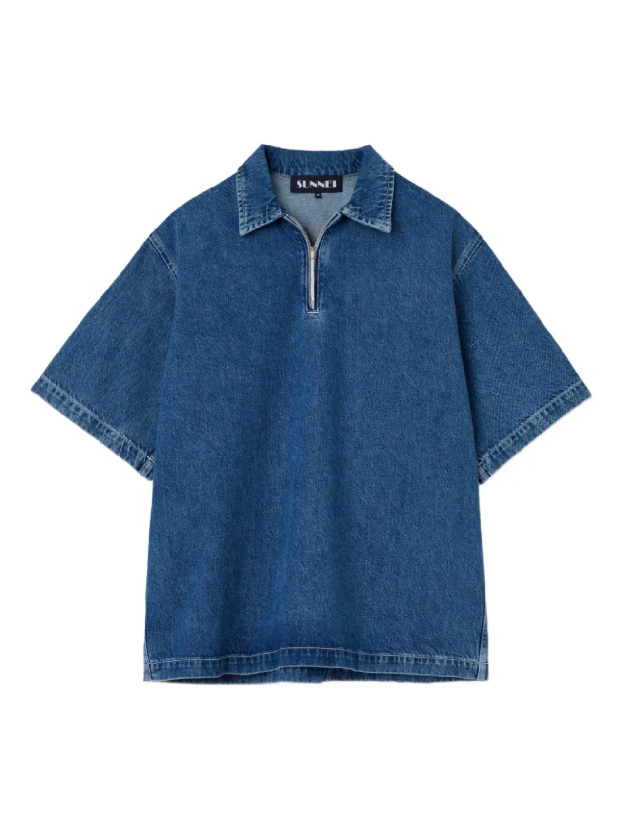 

Рубашка-поло из денима Sunnei с полумолнией, синий