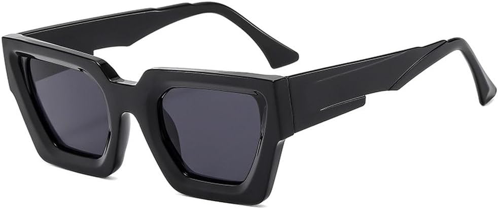 

Модные солнцезащитные очки для женщин и мужчин в стиле ретро, ​​простые, двухцветные, с толстой оправой, солнцезащитные очки с защитой от УФ-излучения UV400 TKKTLLT, Black Grey