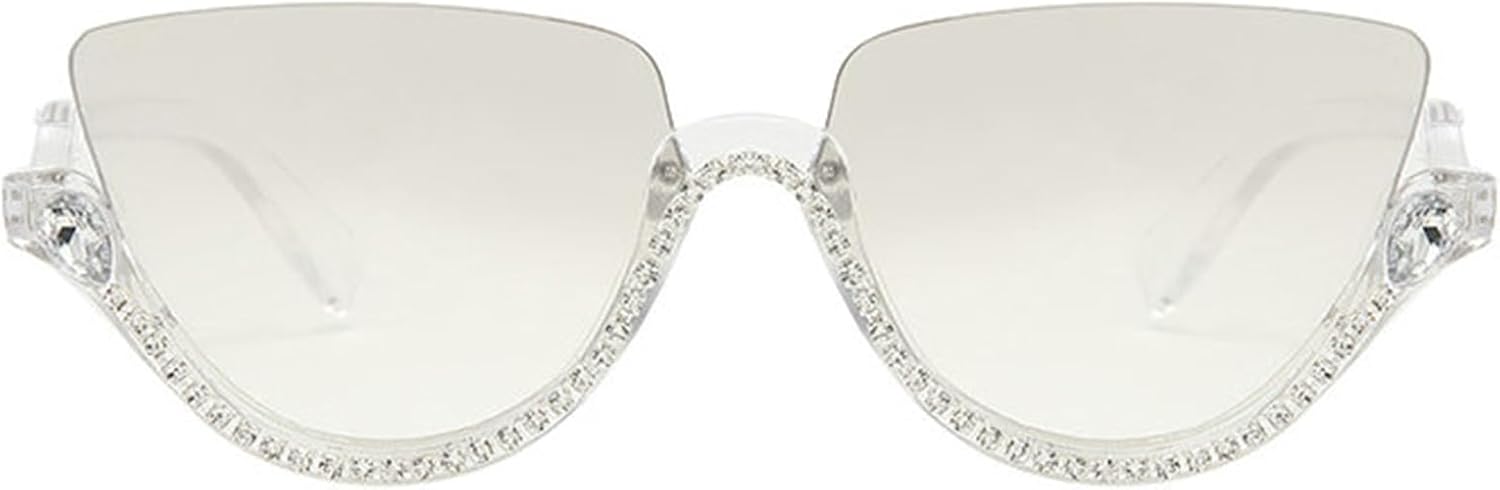 

Солнцезащитные очки Willochra в полуободковой оправе со стразами для женщин, солнцезащитные очки «кошачий глаз» с бриллиантовым блеском, хрустальные солнцезащитные очки, Silver