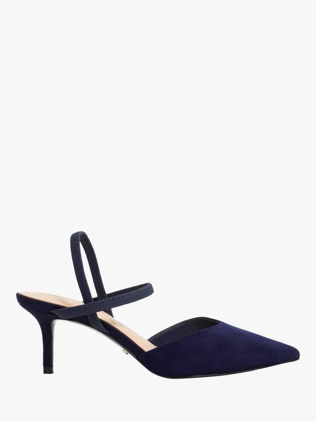 Классические широкие эластичные полузакрытые туфли из замши Dune London, Blue