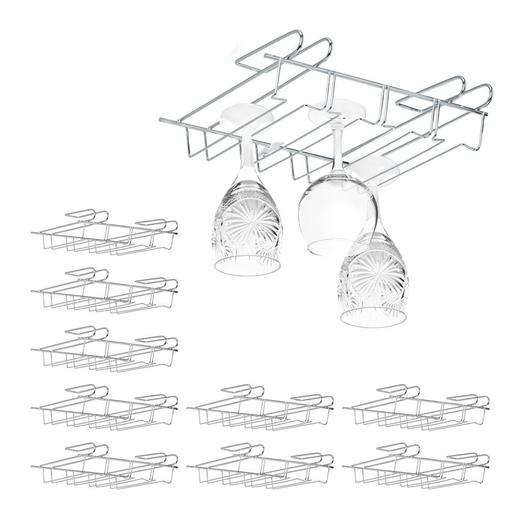 

Relaxdays 10 x вставка в шкаф с держателями для бокалов, серебро